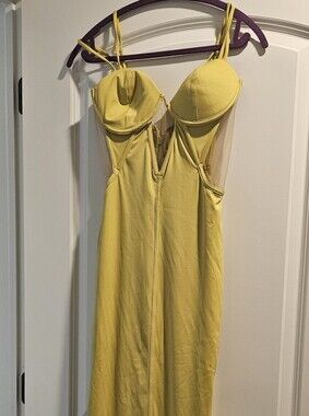 JLUXLABEL Satin Yellow Sheen Dress